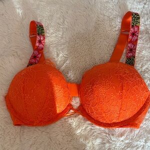 Orange Lace push up bra